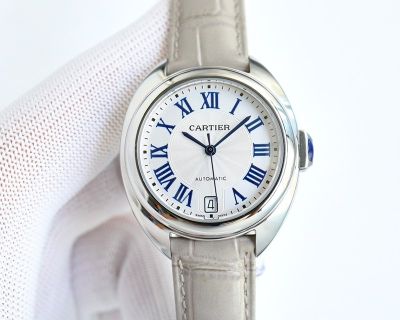 Cartier 8215 Movement 35MM in Diameter Stainless Steel Grey/Black Bracelet Women Watch